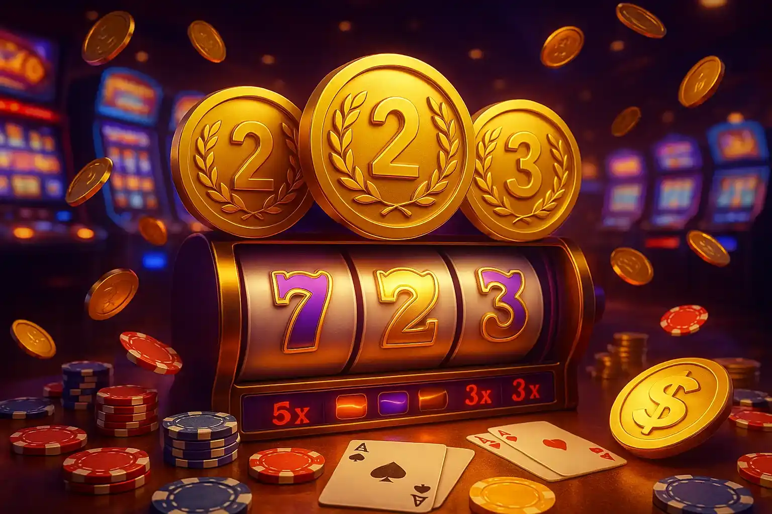 What are slot medal rewards features